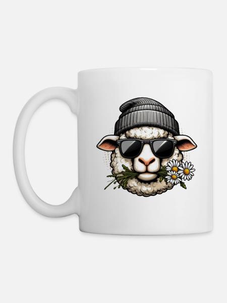 Mouton Lunettes de soleil drôles Beanie Daisy - Mug blanc - blanc