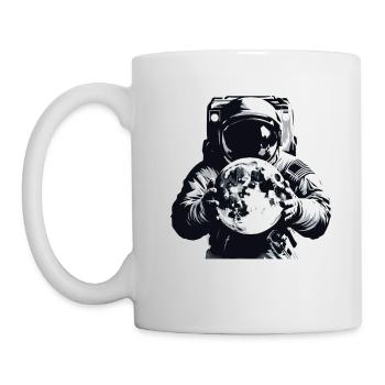 Un astronaute tient la lune dans ses mains Spaceman - Mug blanc - blanc - Gauche