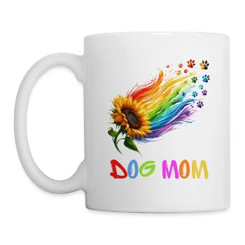Chien Maman Chien Tournesol Arc-en-ciel Pattes Wow - Mug blanc - blanc - Gauche