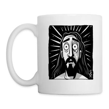 Dessin animé Jésus Homme - Mug blanc - blanc - Gauche