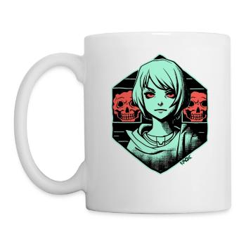 Kunst: Fiktives Cartoon Anime Mädchen und Horror - Tasse - Weiß - Links