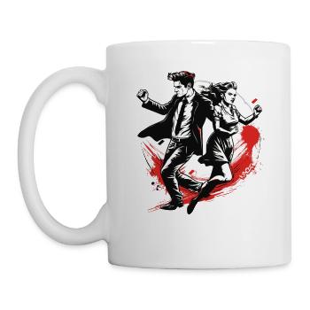 Paar bricht aus und tanzt - Tasse - Weiß - Links