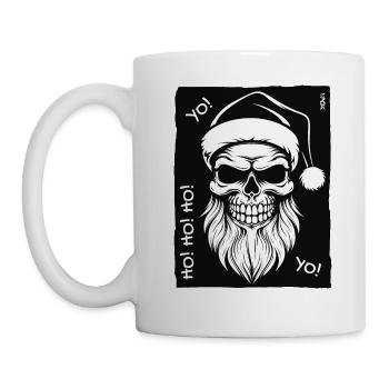Santa Skull: Fröhliche Weihnachten Yo Ho Ho Ho - Tasse - Weiß - Links