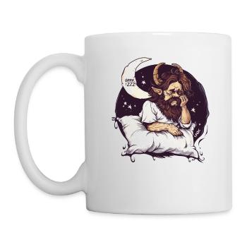 Archange endormi avec des cornes et la lune - Mug blanc - blanc - Gauche