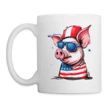 Pigtriotian Patriot : Cochon des États-Unis - Mug blanc - blanc - Gauche