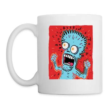 Cartoon art of a crazy guy - Mug - white - Left