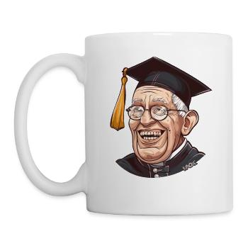 Alter Knacker Opa: Bildung Abschlussfeier Hut - Tasse - Weiß - Links