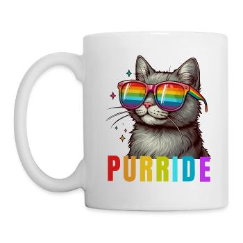 Purride Cat Pride Monat LGBTQ Rainbow Gay Parade - Tasse - Weiß - Links