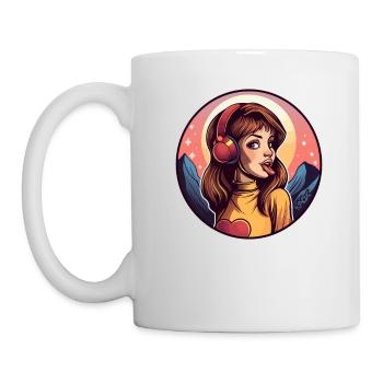 Fille d’anime avec des écouteurs de musique et des coeurs - Mug blanc - blanc - Gauche