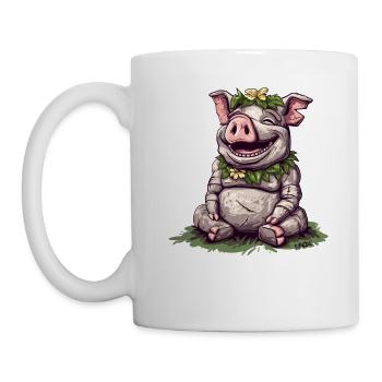 Easter Island Stone Statue, A Laughing Pig - Mug - white - Left