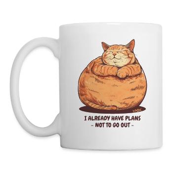 A very chubby, fat cat with a plan - Mug - white - Left
