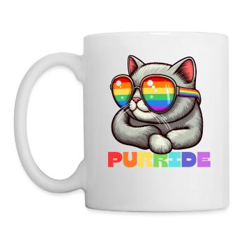 Cat Purride Gay Parade Pride Month LGBTQ Rainbow - Tasse - Weiß - Links