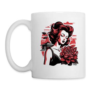 Belles femmes et fleurs traditionnelles - Mug blanc - blanc - Gauche