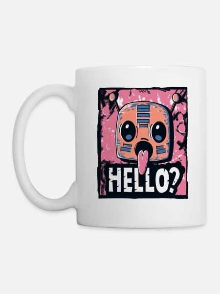 Eifriger Roboter sagt Hallo - Tasse - Weiß