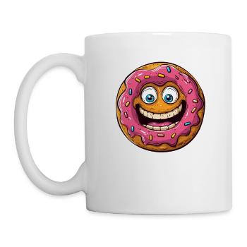 Verrückter Lustiger Donut - Tasse - Weiß - Links