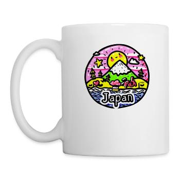 Kinderzeichnung vom glücklichem Japan - Tasse - Weiß - Links