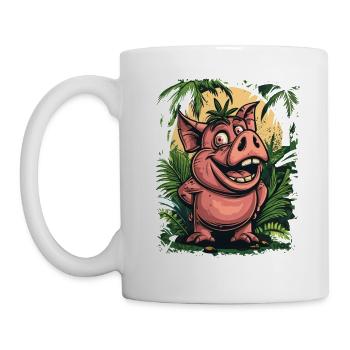 Funny Happy Jungle Forest Pig - Mug - white - Left