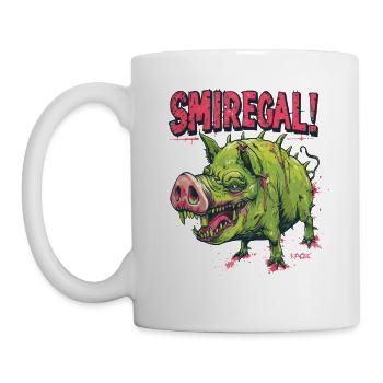 Lustiges Zombie-Schwein: Ist mir egal - Tasse - Weiß - Links