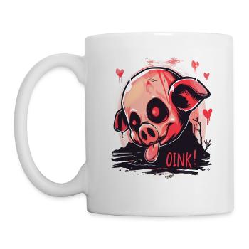 Nosferatu-Vampir-Zombie-Schweinchen, Oink! - Tasse - Weiß - Links