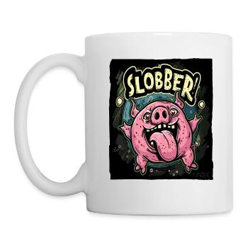 Cochon baveux, affamé, heureux - Mug blanc - blanc - Gauche