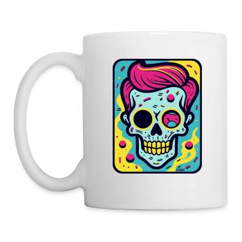 Drôle, Cool Pop Art Crâne Crâne - Mug blanc - blanc - Gauche