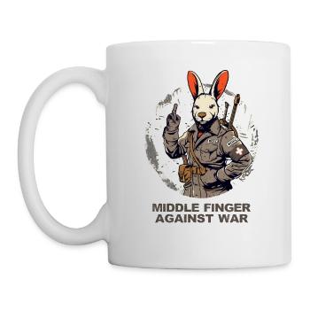 Paramedic Rabbit: War gets my middle finger - Mug - white - Left