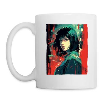 Fille japonaise : Street Art Anime - Mug blanc - blanc - Gauche