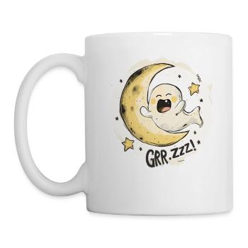 Cute Sleepy Ghost: Moon and Stars - Mug - white - Left