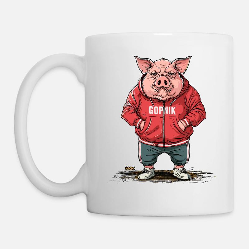 Large Slavic Gopnik Pig - Mug - white