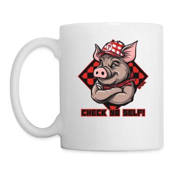 Check Yourself, Trucker Hat Pig - Mug - white - Left