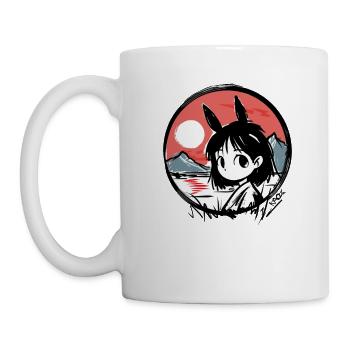 Soleil rouge japonais : Fille Lapin - Mug blanc - blanc - Gauche