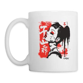 Fille japonaise cool - Mug blanc - blanc - Gauche