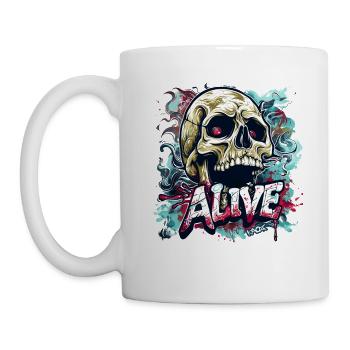 Dieser Totenkopf-Schädel lebt - Tasse - Weiß - Links