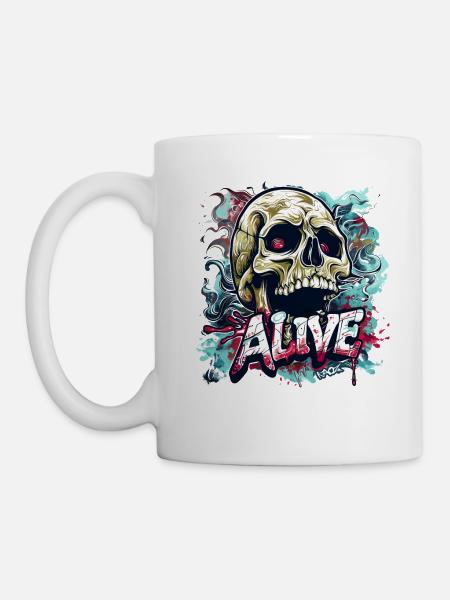 Dieser Totenkopf-Schädel lebt - Tasse - Weiß