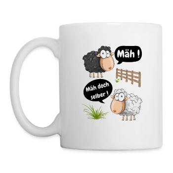 Mäh! Mäh doch selber-lustiges Motiv mit Schafen - Tasse - Weiß - Links