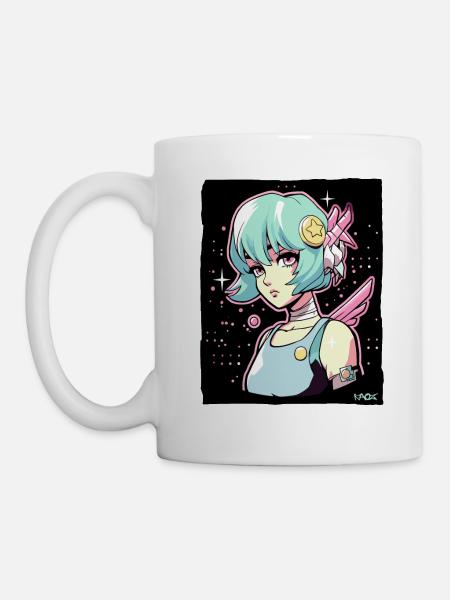 Coole Anime Sci-Fi-Cyborg-Mädchen - Tasse - Weiß