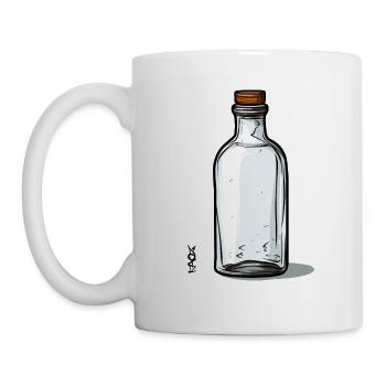 Leeres Glas-Flaschen-Motiv, Flasche ist leer - Tasse - Weiß - Links
