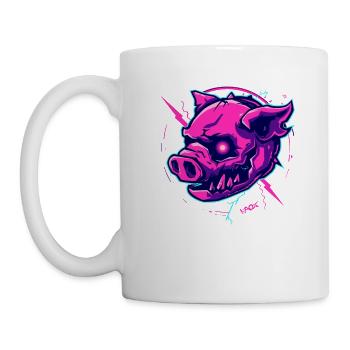 Pinkes Cyber-Schwein Punk - Tasse - Weiß - Links