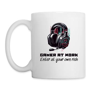 Gamer at work Enter at your own risk Beruf Arbeit - Mug - white - Left