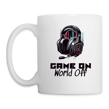 Game On World Off Gamer T-Shirt - Tasse - Weiß - Links