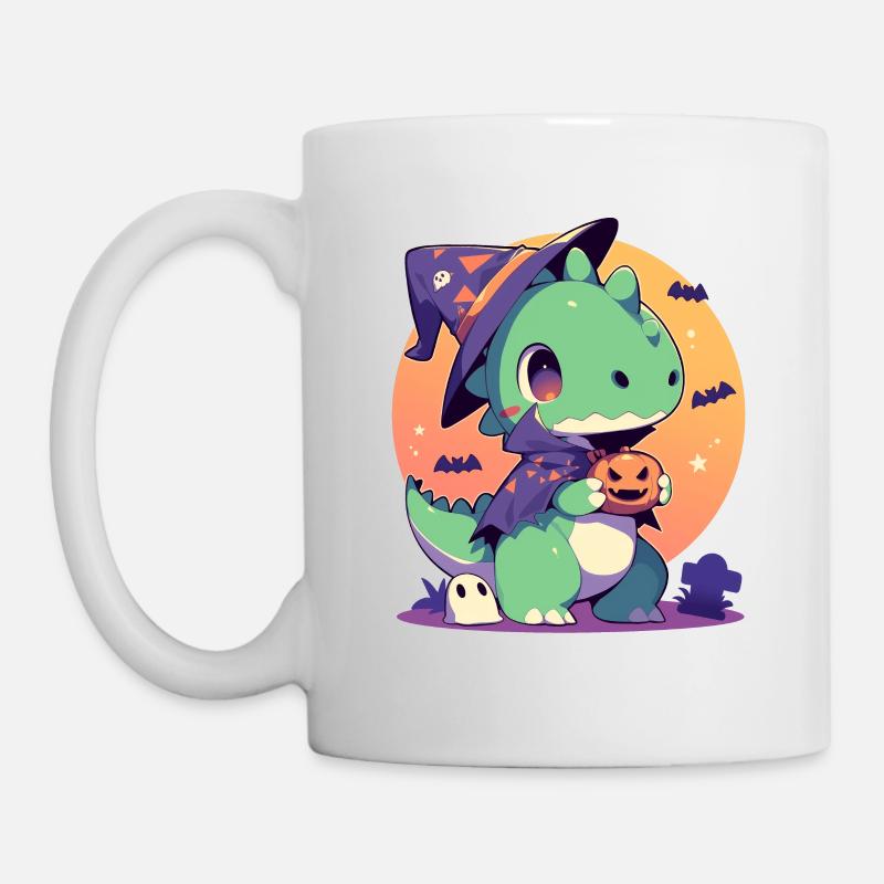 Dinosaure mignon d’Halloween - Mug blanc - blanc