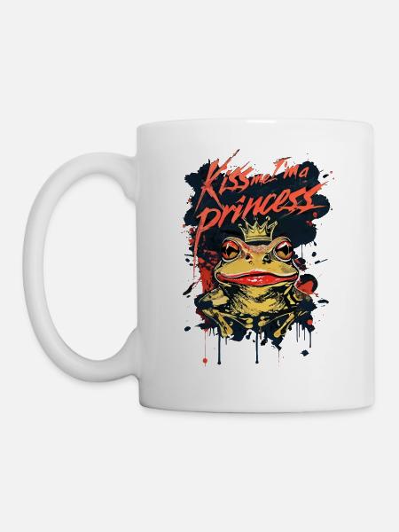 Kiss Me I'm A Princess Lustige Froschkröte - Tasse - Weiß