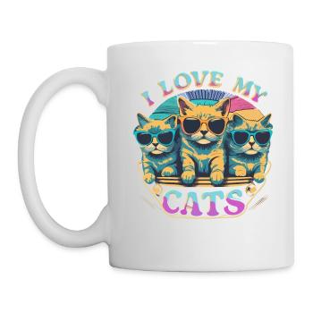 I Love My Cats Cats With Sunglasses - Mug - white - Left