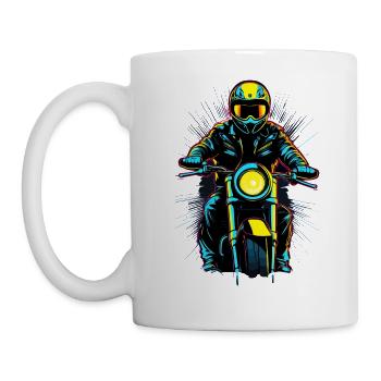 Neon-Motorradfahrer - Tasse - Weiß - Links