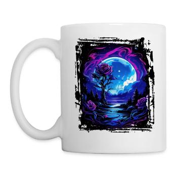 Dreamlike moonlight and a magical rose - Mug - white - Left