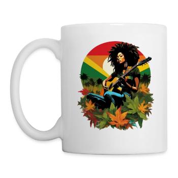 Rastafarian reggae guitarist - Mug - white - Left