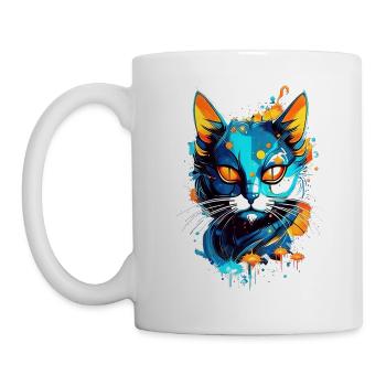 Bunte kosmische Katze - Tasse - Weiß - Links