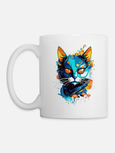 Colorful space cat - Mug - white