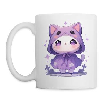 Cute Halloween Cat Disguised as a Ghost - Mug - white - Left