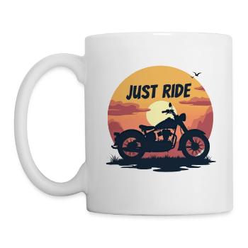 Just Ride Motorrad. Vintage sunset. - Tasse - Weiß - Links